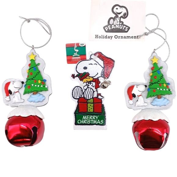 Lot of 3 Peanuts Holiday Ornaments Snoopy Christmas Tree Jingle Buddies Bell - Picture 1 of 6
